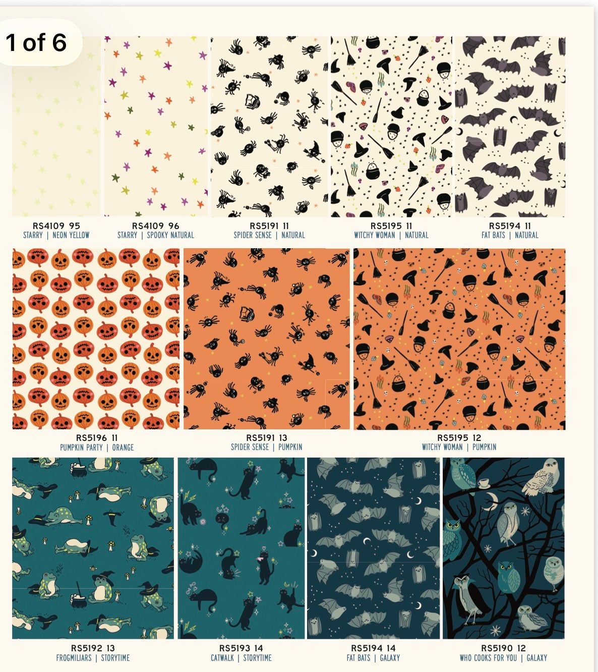Fabric swatches of halloween print
