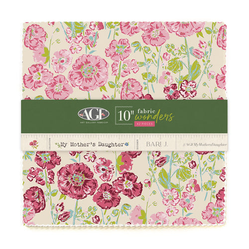 A 10-piece fabric jarrahd wrapped with a dark green paper band. The fabric features a floral pattern with pink and burgundy flowers, green leaves, and blue stems on a cream background.