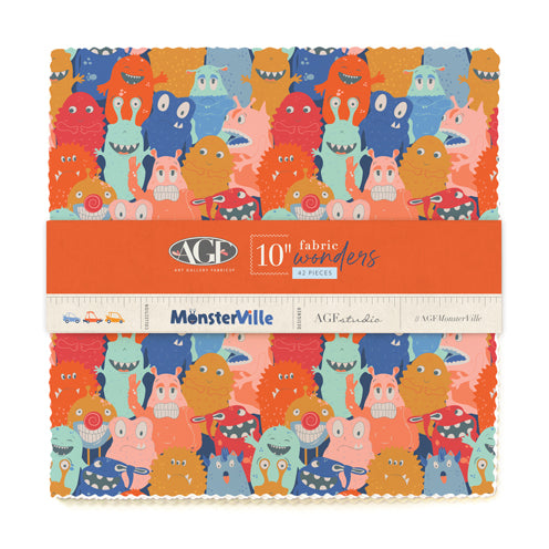 Pack of fabric with colorful monster pattern and AGF branding