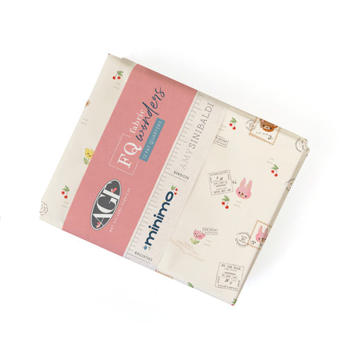 Pack of fabric with a pink label and petite character design on a white background