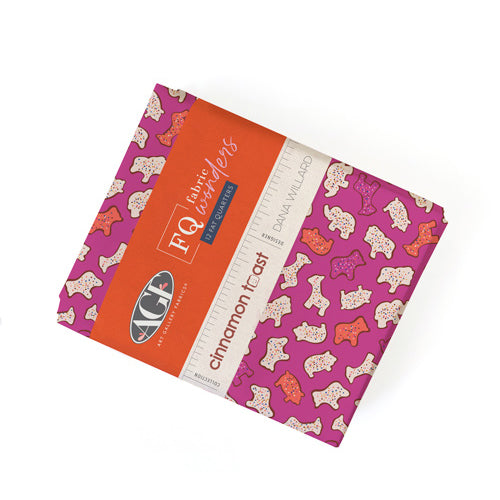 Fabric swatch with pink and orange pattern on a white background