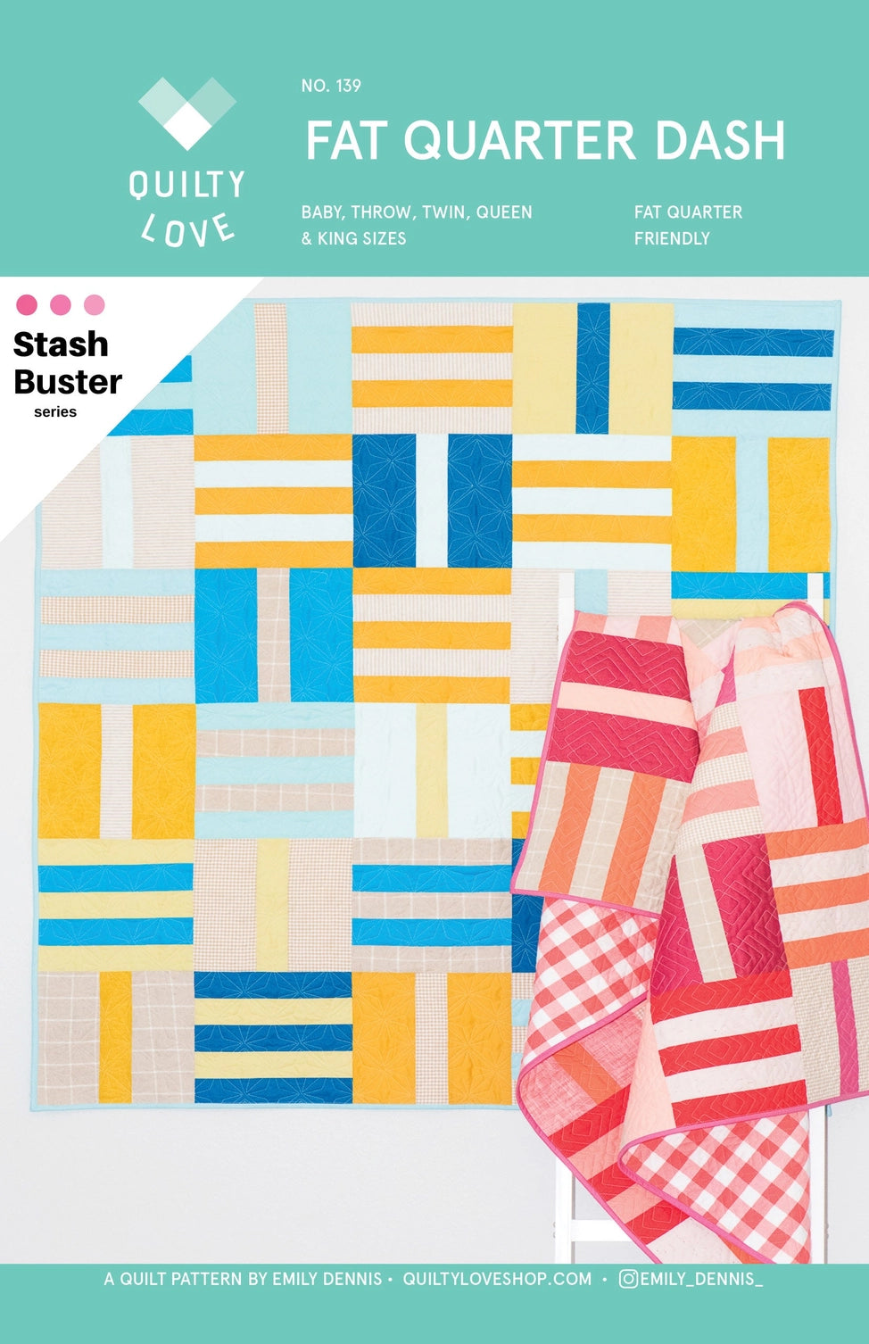 Quilt pattern cover with colorful quilt design and branding information.