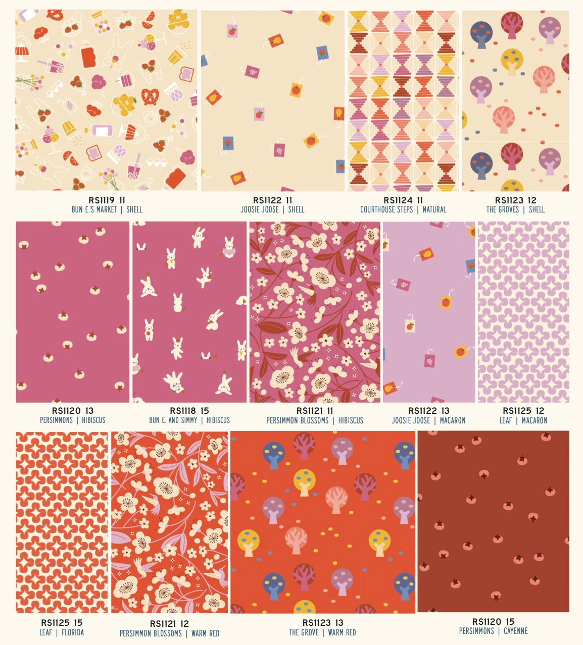Fabric Swatches in bright colors. 