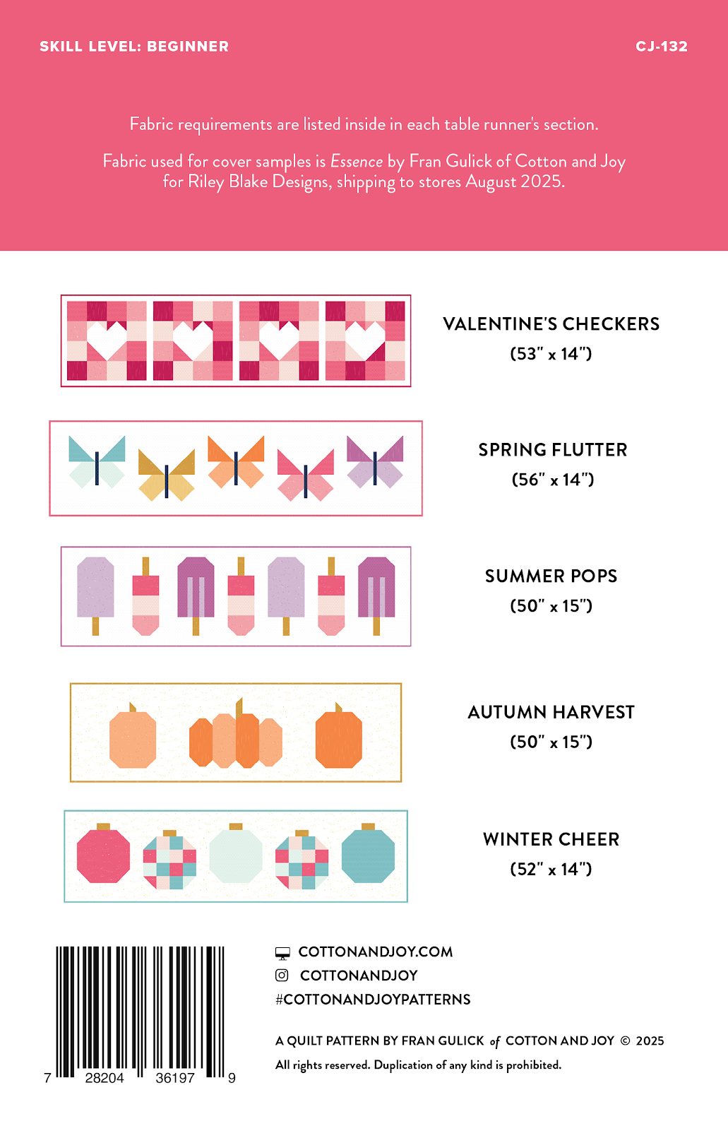 Joyful Holidays Printed Table Runner Patterns
