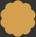 A flat, scalloped honey color swatch on a dark gray background.