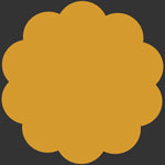 A flat, scalloped gold-yellow shape on a dark gray background.