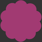 A solid magenta pink fabric swatch in a scalloped shape on a dark gray background.