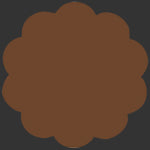A flat, scalloped brown color swatch on a dark gray background.